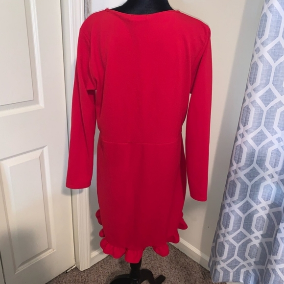 Sexy Salsa Red Ruffle Wrap Dress - Picture 6 of 9